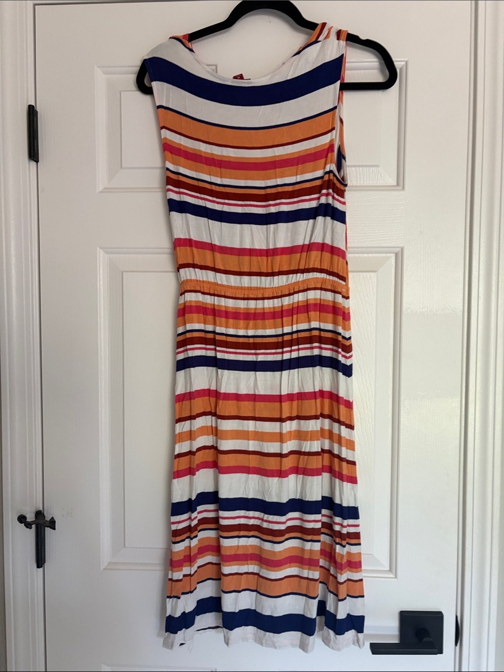 Merona Striped V‑Neck Midi Dress in White, Orange, Navy & Pink - Picture 3 of 5